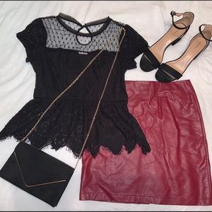 Sexy Crimson Pleather Mini Skirt